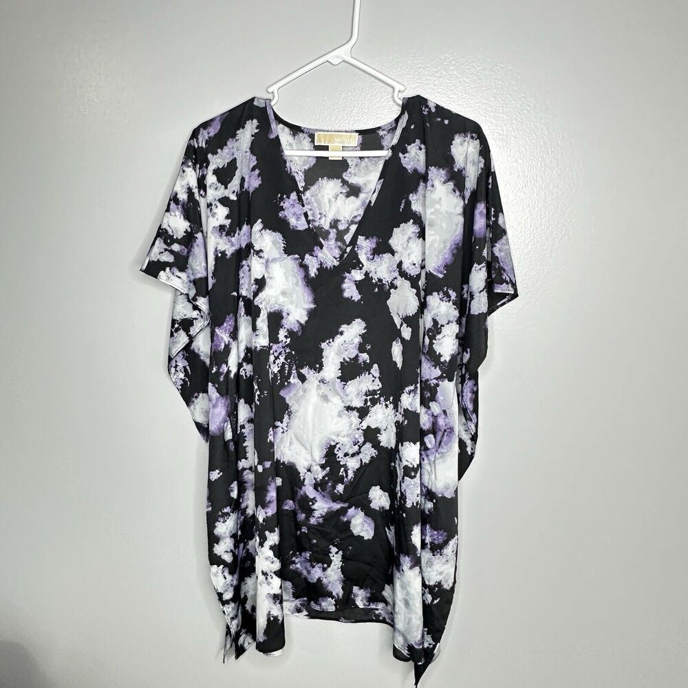 Michael Kors Purple and Black Tie Dye Kaftan Blouse Size L/XL *No belt*